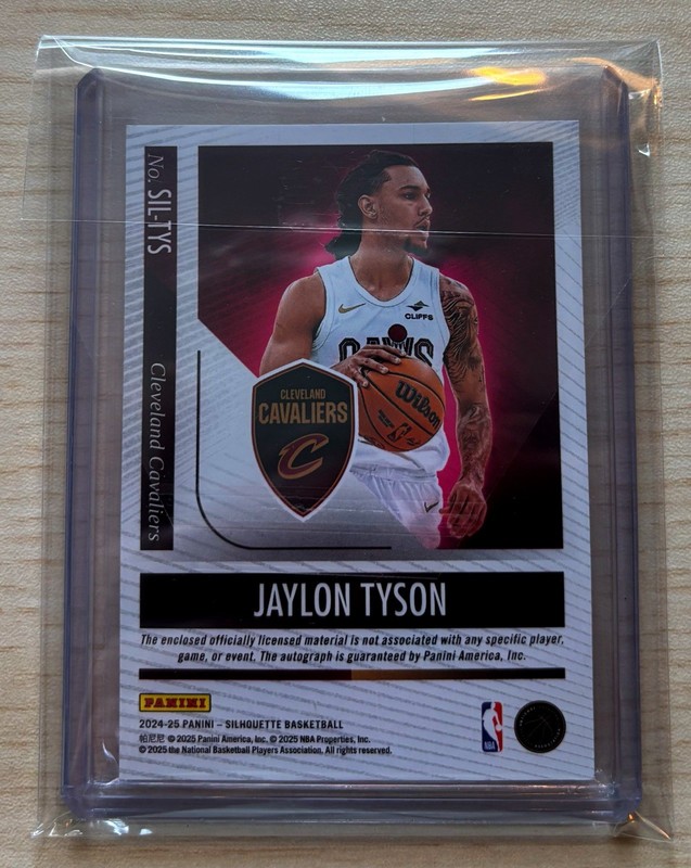 2024 Panini Silhouette Jaylon Tyson Rookie Patch Auto 99/99 ! SSP 1/1 Cavaliers view 2