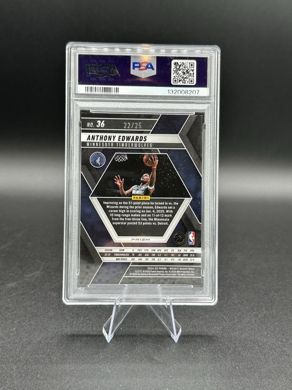 2024-25 panini mosaic anthony edwards 36 Blue Spectris Fotl /25! Wolves view 2