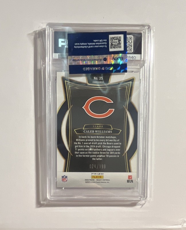 PSA 10 2024 Panini Select Concourse Caleb Williams #25 White Shock /199 RC view 2