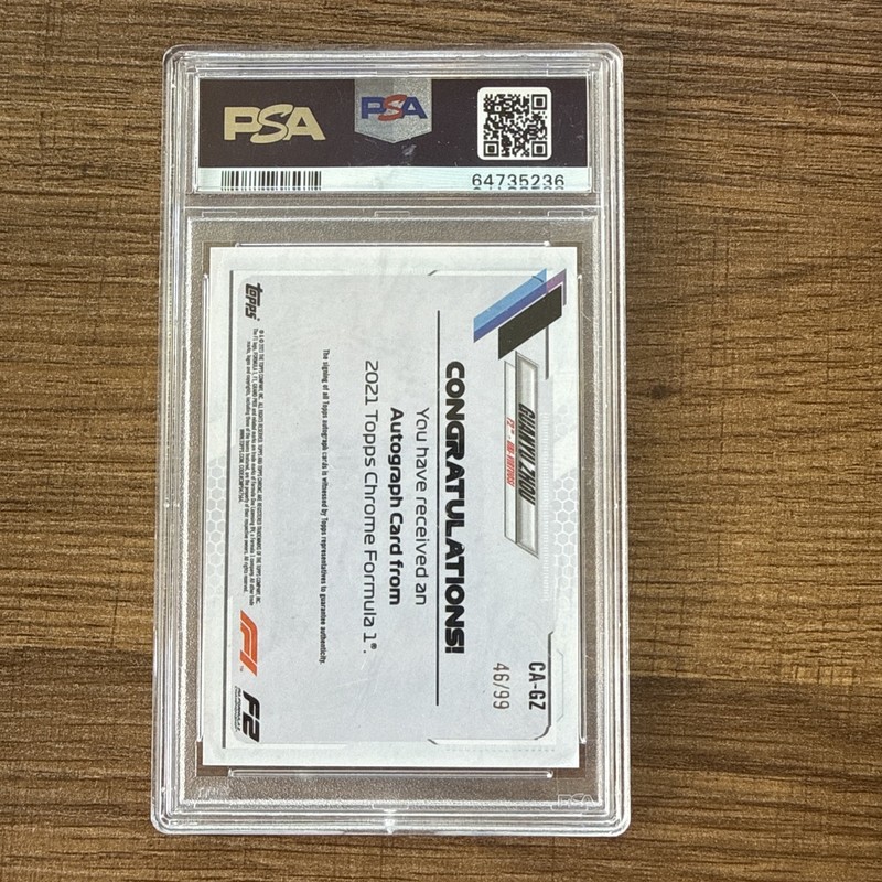 2021 Topps Chrome Formula 1 - Autographs Zhou Guanyu #CA-GZ Green Refractor /99 view 2