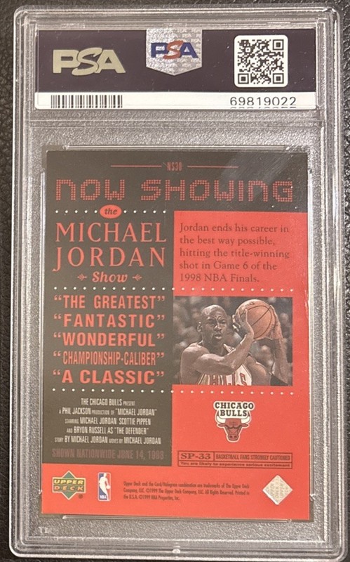 1999 UD NOW SHOWING #NS30 MICHAEL JORDAN PSA 8 view 2