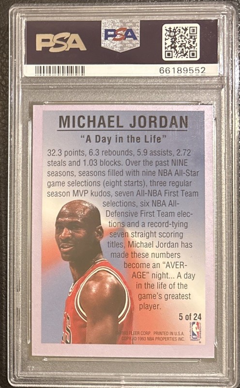 1993 Fleer All-Stars Michael Jordan #5 PSA 7 view 2