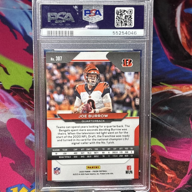 2020 Panini Prizm Joe Burrow Rookie #307 PSA 10 Cincinnati Bengals  view 2