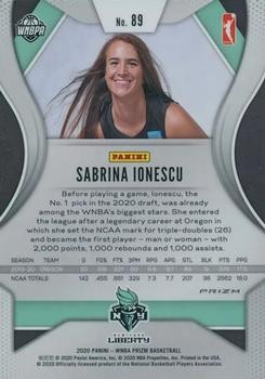 2020 Panini Prizm WNBA #89 Green Rookie Sabrina Ionescu view 2