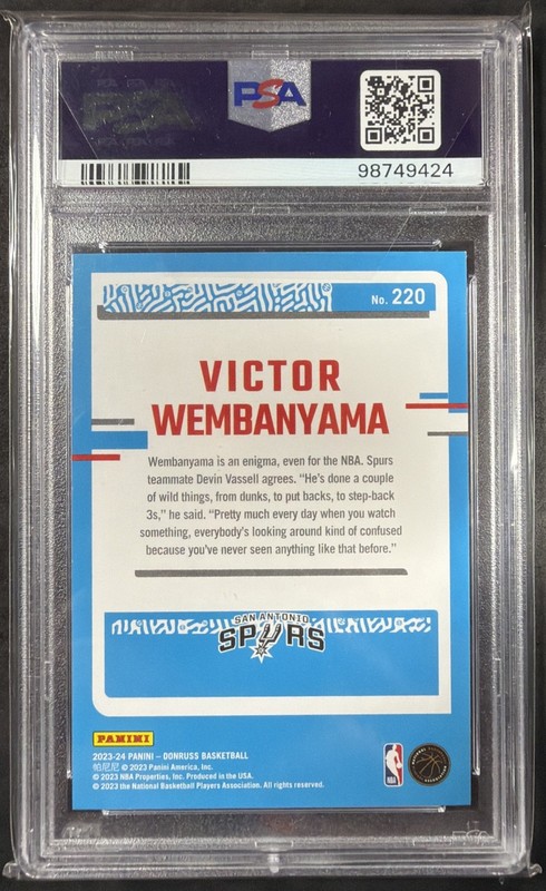 Victor Wembanyama 2023-24 Panini Donruss - Rated Rookie PSA 9 #220🔥 view 2