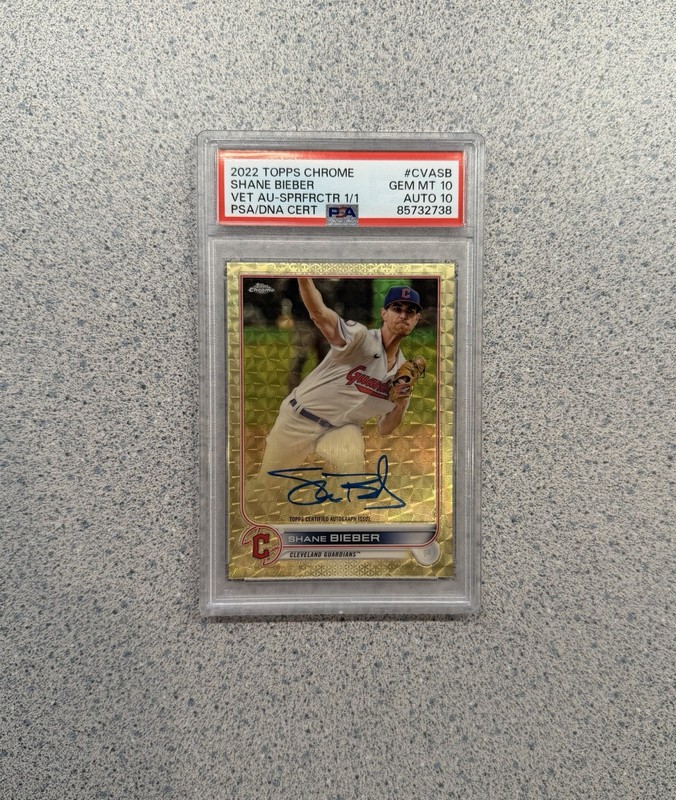2022 Topps Chrome #CVA-SB Shane Bieber Superfractor Autograph 1/1 PSA 10 Auto 10