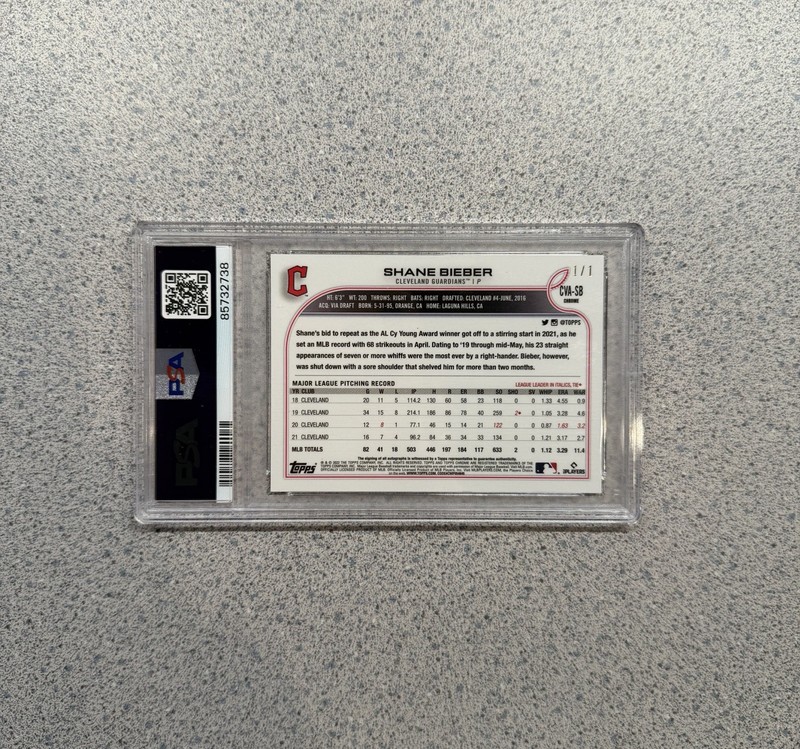 2022 Topps Chrome #CVA-SB Shane Bieber Superfractor Autograph 1/1 PSA 10 Auto 10 view 2