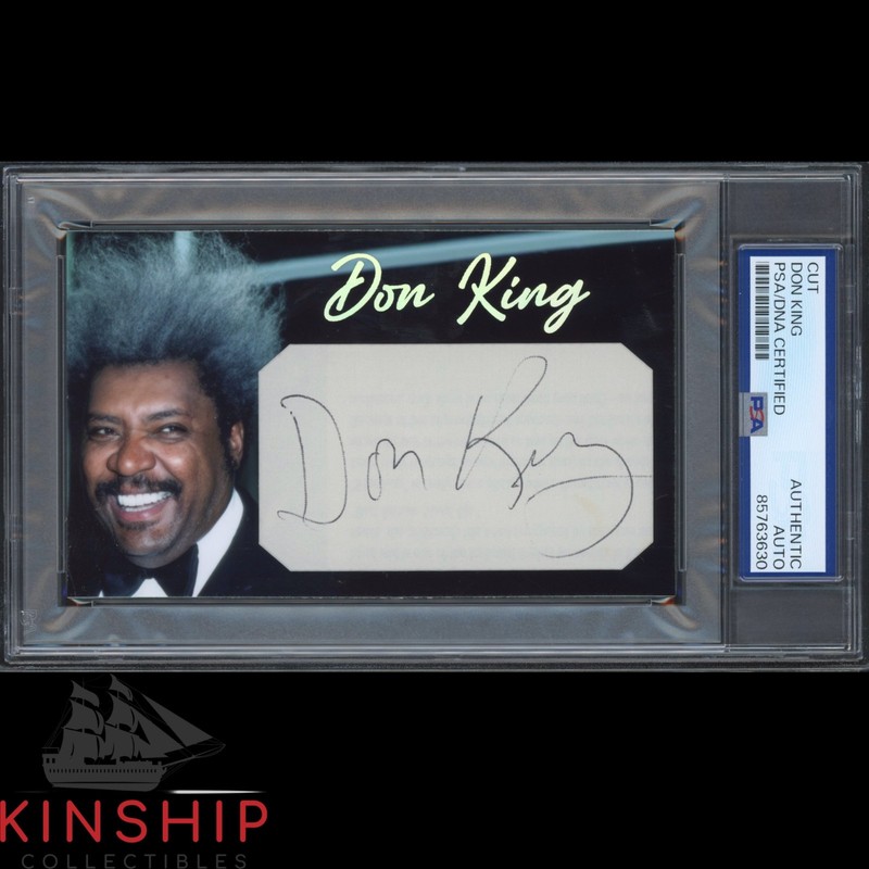 Don King signed Cut 3x5 Custom Card PSA DNA Slab Boxing Auto C6158