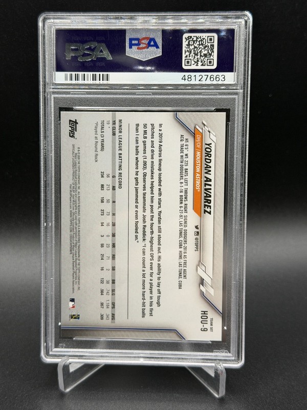 2020 Topps Houston Astros #HOU-9 Yordan Alvarez Rookie RC PSA 10 view 2