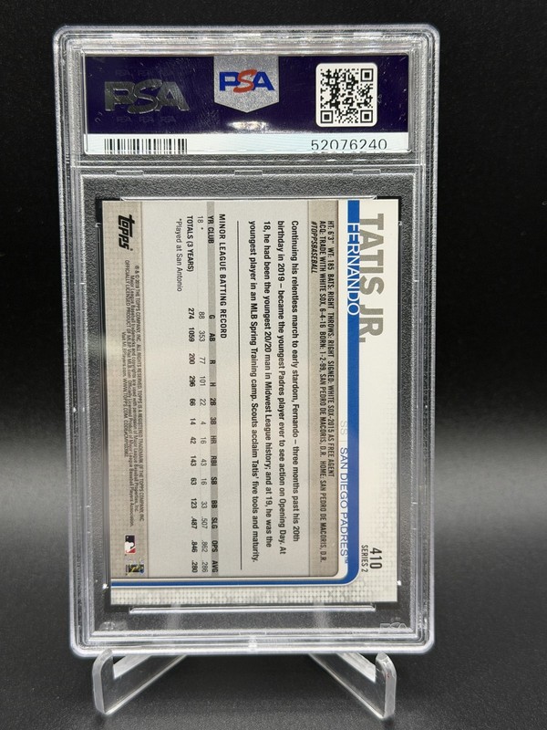 2019 Topps #410 Fernando Tatis Jr. Rookie RC PSA 10 view 2