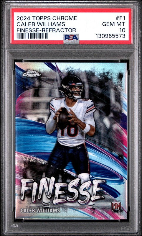 2024 Topps Chrome #F-1 Caleb Williams Rookie RC Finesse Refractor PSA 10 view 1