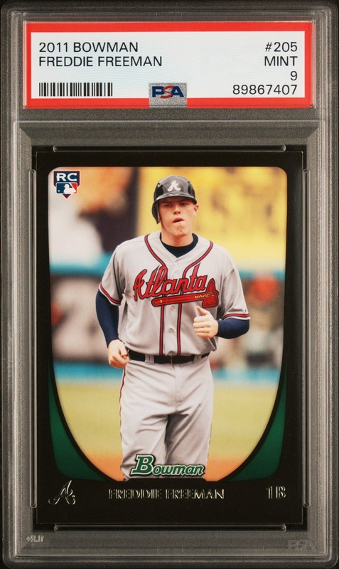 2011 Bowman #205 Freddie Freeman Rookie RC PSA 9 view 1