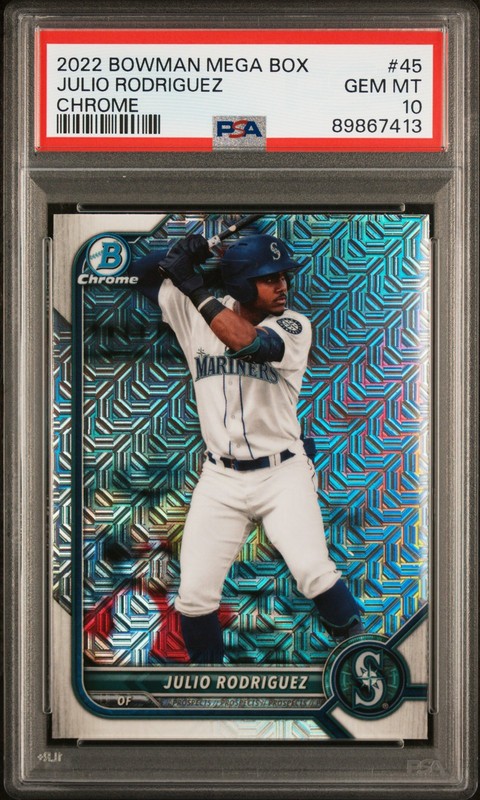 2022 Bowman Mega #BCP-45 Julio Rodriguez Chrome Refractor PSA 10
