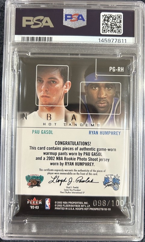 LOGOMAN PAU GASOL /HUMPHREY 2002-03 Fleer Rookie Photo Shoot Jersey Pants 98/100 view 2