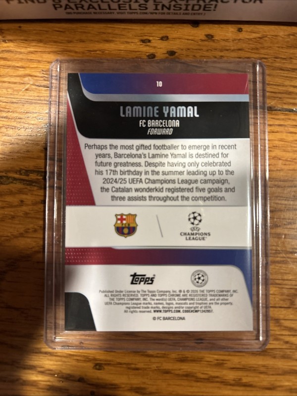 2025-26 Topps Chrome UEFA CC Green X-Fractor Lamine Yamal #10 FC Barcelona /99 view 2