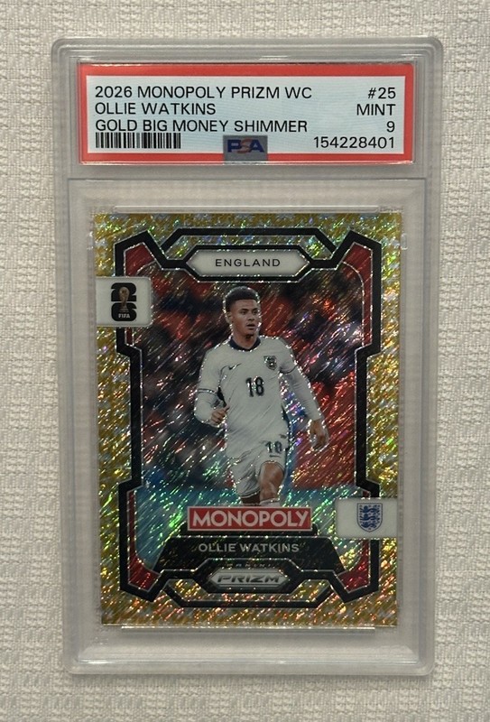 Ollie Watkins 2026 Prizm FIFA World Cup Gold Big Money Shimmer #25 England PSA 9