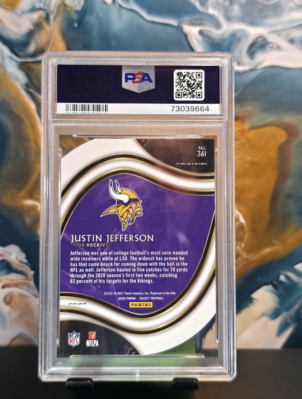 2020 Panini Select Die-Cut Red Prizm Justin Jefferson Vikings RC Rookie PSA 10 view 2