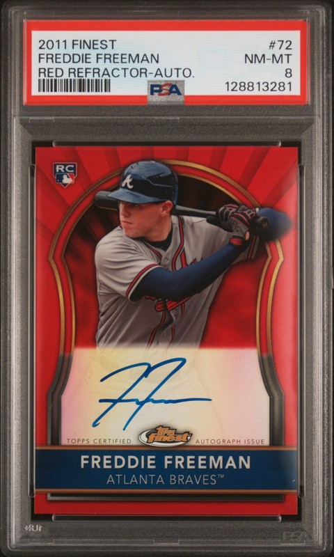 2011 Topps Finest Red Refractor Auto /25 Freddie Freeman RC #72 PSA 8 Braves
