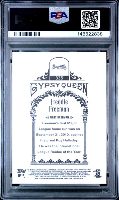 2011 Topps Gypsy Queen Freddie Freeman RC #335 PSA 10 GEM MT (Pop=36) Braves view 2