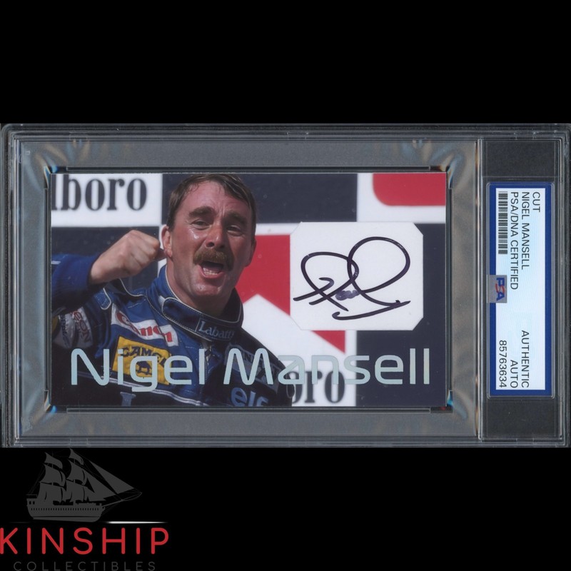 Nigel Mansell signed Cut 3x5 Custom Card PSA DNA Slab F1 Racing Auto C6154