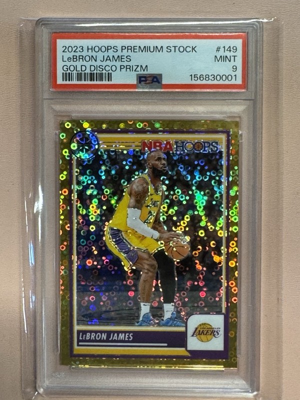 2023 NBA Hoops Premium Stock Gold Disco Prizm  /10 LeBron James 🔥🔥🔥🔥 PSA 9