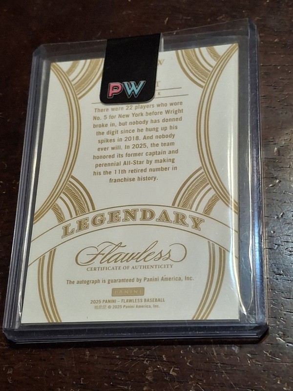 2025 PANINI FLAWLESS BASEBALL DAVID WRIGHT AUTO /15 METS COLOR MATCH LEGENDARY view 2