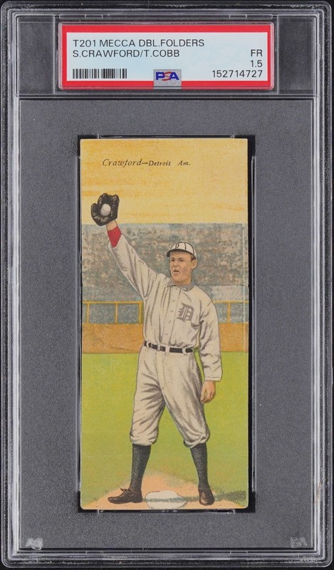 1911 T201 Mecca Double Folders S. Crawford & Ty Cobb PSA 1.5 FR, HOF Legend, TBC