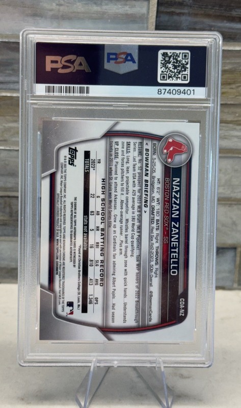 2023 Bowman Draft Chrome Prospect AUTO 1st Rookie Nazzan Zanetello PSA 10 Gem  view 2