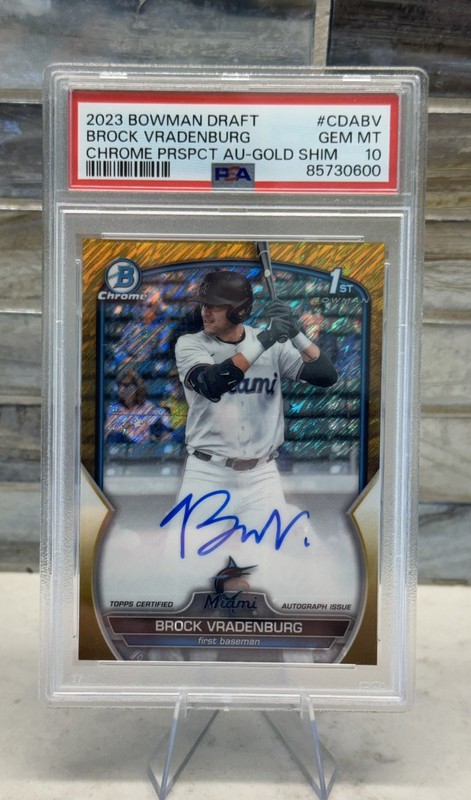 2023 Bowman Draft Brock Vradenburg 1st Gold Shimmer Refractor Auto / PSA 10