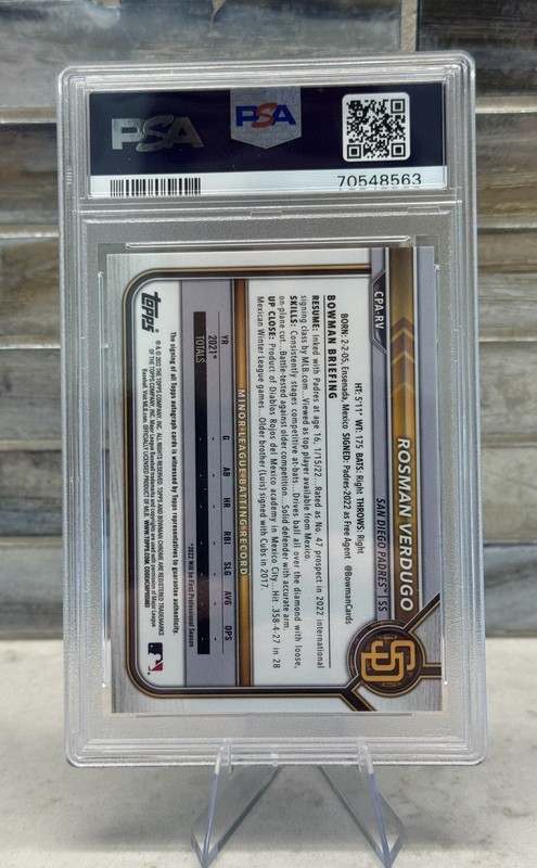 PSA 10 2022 Bowman Chrome Rosman Verdugo Prospect Auto - HTA Choice Ref /150 view 2