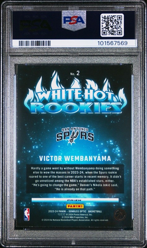 2023 Donruss Optic White Hot Rookies #2 Victor Wembanyama Holo Prizm RC PSA 10🔥 view 2