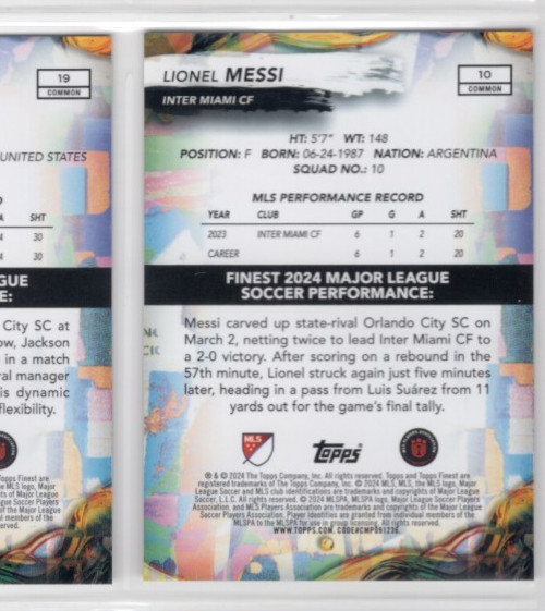2024 Topps Finest MLS - Common Lionel Messi #10 view 2