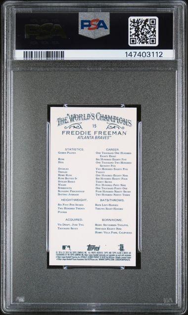 Freddie Freeman 2019 Topps A & G Mini - Black #15 PSA 10 GEM MT view 2