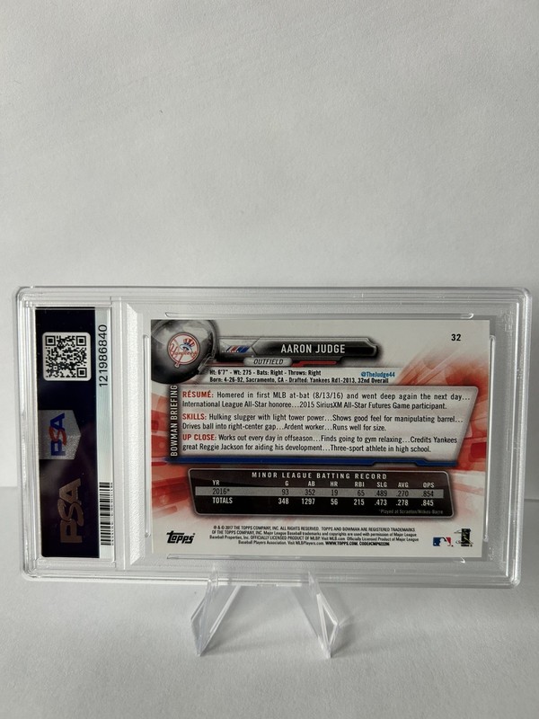 2017 BOWMAN AARON JUDGE ROOKIE PSA 7 NM NEW YORK YANKEES  view 2