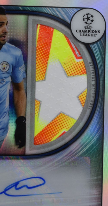 Riyad Mahrez AUTOGRAPH JUMBO BALL RELIC 2021-22 Topps Merlin Chrome UEFA CL view 2