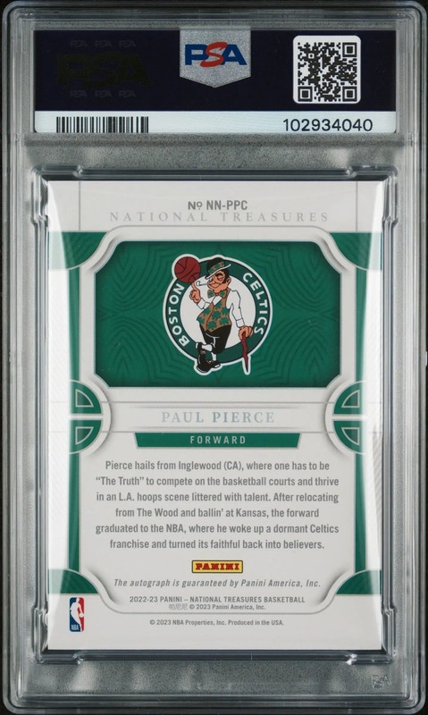 2022 National Treasures Notable Nicknames Auto Paul Pierce /25 PSA 10 The Truth view 2
