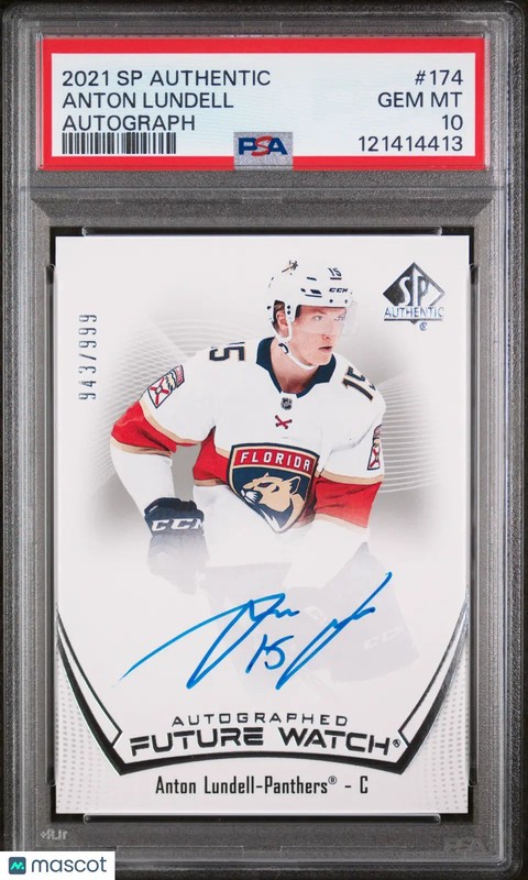 Anton Lundell Future Watch Auto PSA 10 Autograph RC Rookie SP Authentic 2021-22