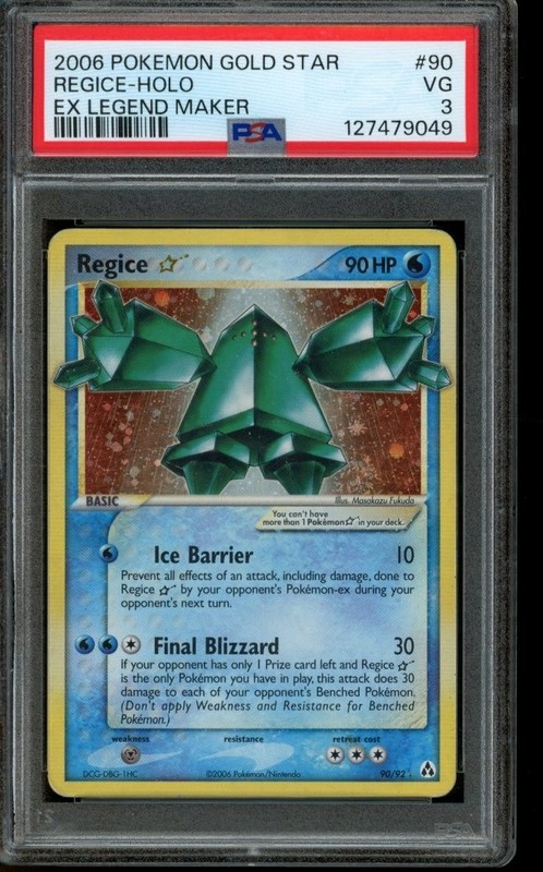 PSA 3 VG Pokemon Regice Gold Star EX Legend Maker Holo 90/92