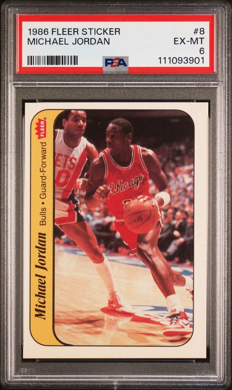 ✅ Michael Jordan 1986 Fleer Sticker Rookie RC #8 PSA 6 EX-MINT BULLS HOF GOAT