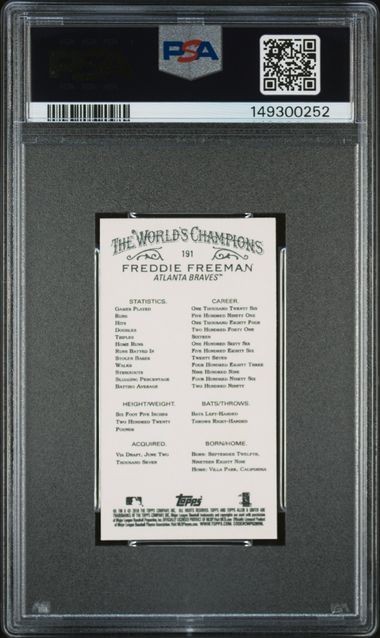 Freddie Freeman 2018 Topps A & G Mini #191 PSA 10 GEM MT POP 4 view 2