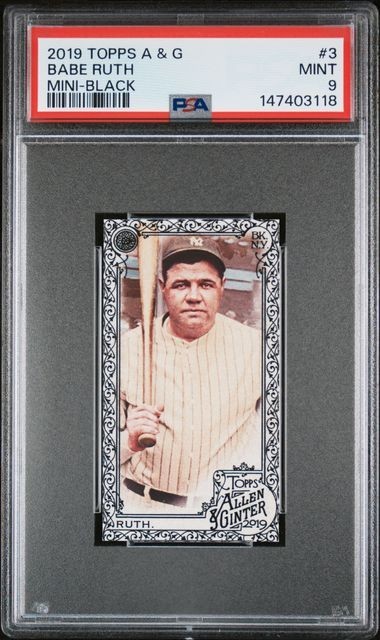 BABE RUTH 2019 Topps A & G MINI—BLACK #3 PSA 9 MINT HOF POP 3^3