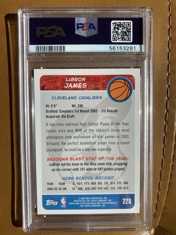 2003-04 Topps Bazooka Road Red Jersey Lebron James Rookie RC #223 PSA 9 MINT  view 2