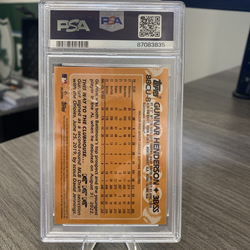 2023 Topps Chrome Update Gunnar Henderson 1988 #88CU-8 PSA 10 Rookie Orioles view 2