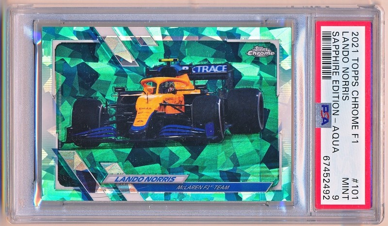 2021 Topps Chrome Sapphire F1 Lando Norris Aqua #101 (64/99) PSA 9 - POP 2