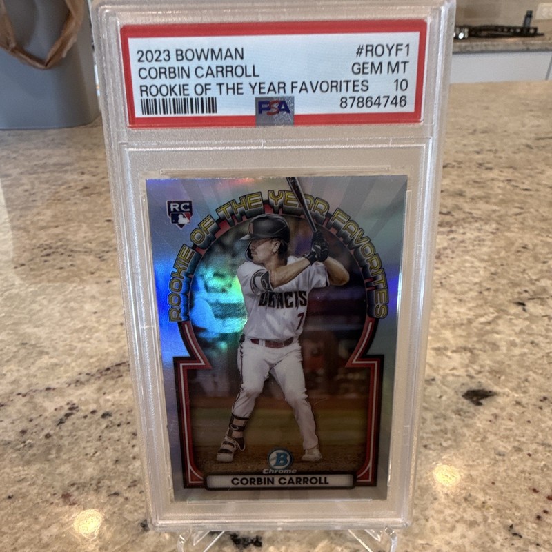 Bowman 2023 Corbin Carroll Rookie of the Year Favorites ROYF-1 Chrome PSA 10 view 1