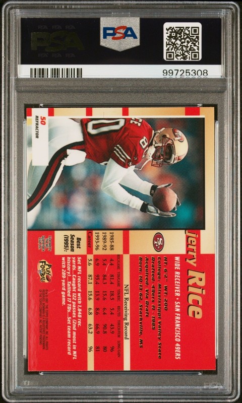 1997 Bowman Best #50 Jerry Rice Refractor PSA 9 Low Pop 21/9 Finer view 2