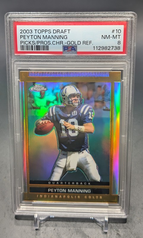 2003 Topps Draft Picks/Pros Chrome #10 Peyton Manning Gold Refractor PSA 8  view 2