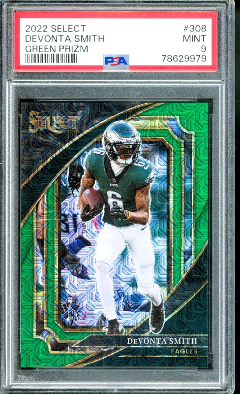2022 SELECT DEVONTA SMITH GREEN MOJO /5 PSA 9 SUITE LEVEL