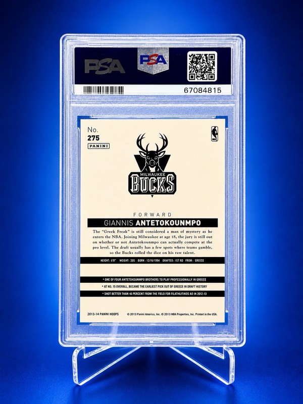 2013-14 NBA Hoops - Giannis Antetokounmpo #275 (RC) PSA 8 view 2