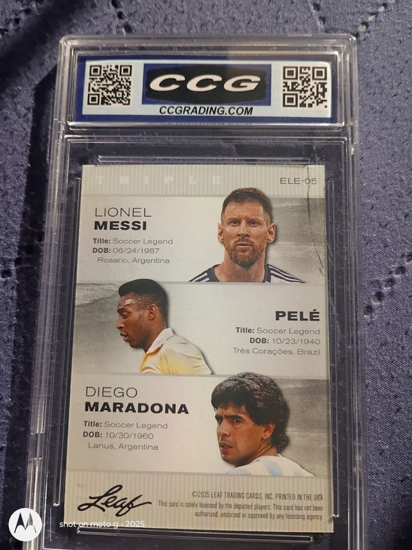 🔥🔥🔥soccer exclusive Legends messi pele maradona 2025 leaf triple gem mint 10 view 2